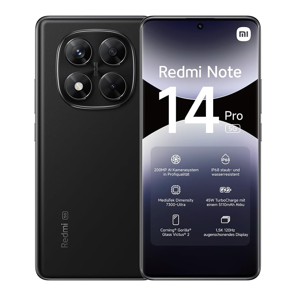 SMARTPHONE XIAOMI REDMI NOTE 14 PRO 5G 8+256GB DUOS MIDNIGHT BLACK