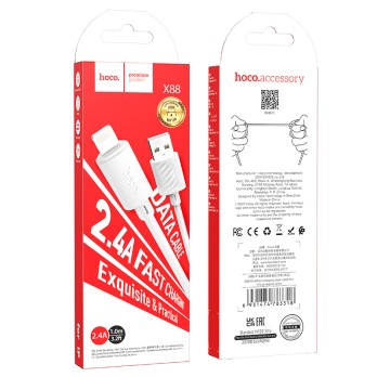 CAVO DI RICARICA HOCO USB-A A LIGHTNING 1M X88 BIANCO