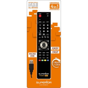 TELECOMANDO UNIVERSALE PER TV SUPERIOR FREEDOM USB 4IN1 BLACK SUPTUB003