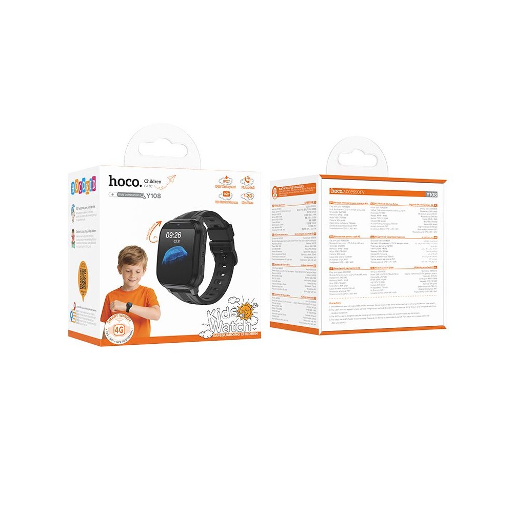 SMARTWATCH PER BAMBINI HOCO 1,69 4G Y108 NERO