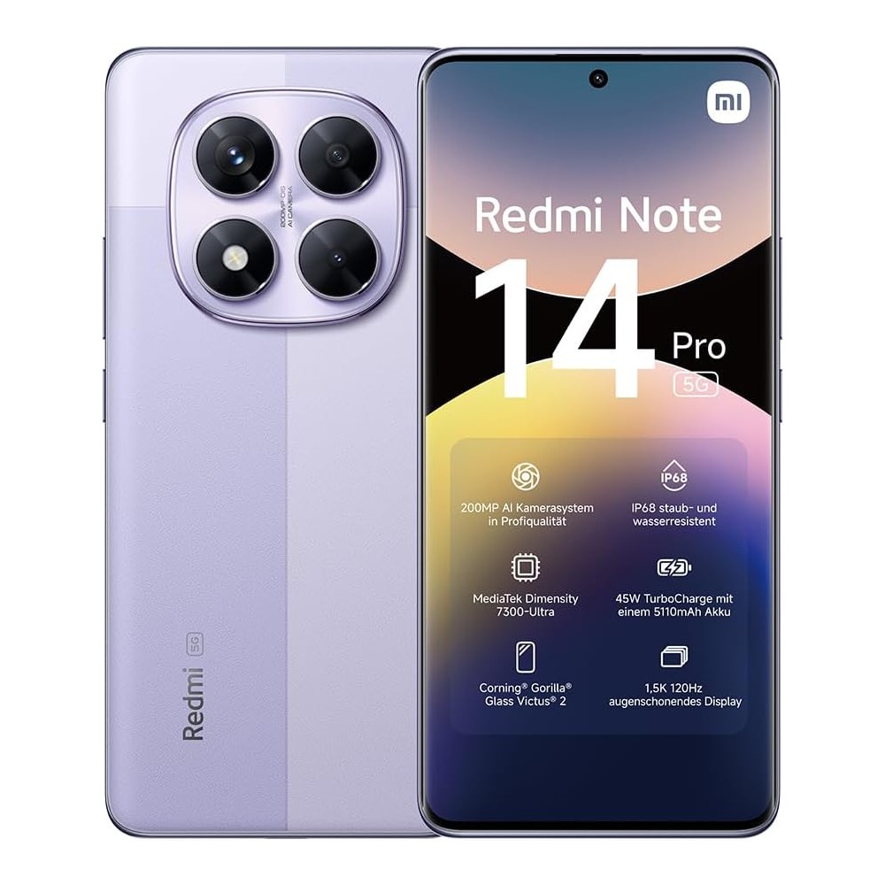 SMARTPHONE XIAOMI REDMI NOTE 14 PRO 5G 8+256GB DUOS LAVANDER PURPLE